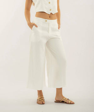 Pantalon Culotte Con Bolsillos Blanco Pantalóns Para Mujer | Ticket Store Colombia 2