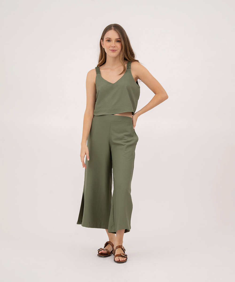 Pantalon Culotte aberturas VERDE SELVA (MILITAR)