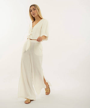 Pantalon Con Elastico Marfil Pantalóns Para Mujer | Ticket Store Colombia 2