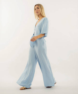 Pantalon Con Elastico Azul Cielo Pantalóns Para Mujer | Ticket Store Colombia 2