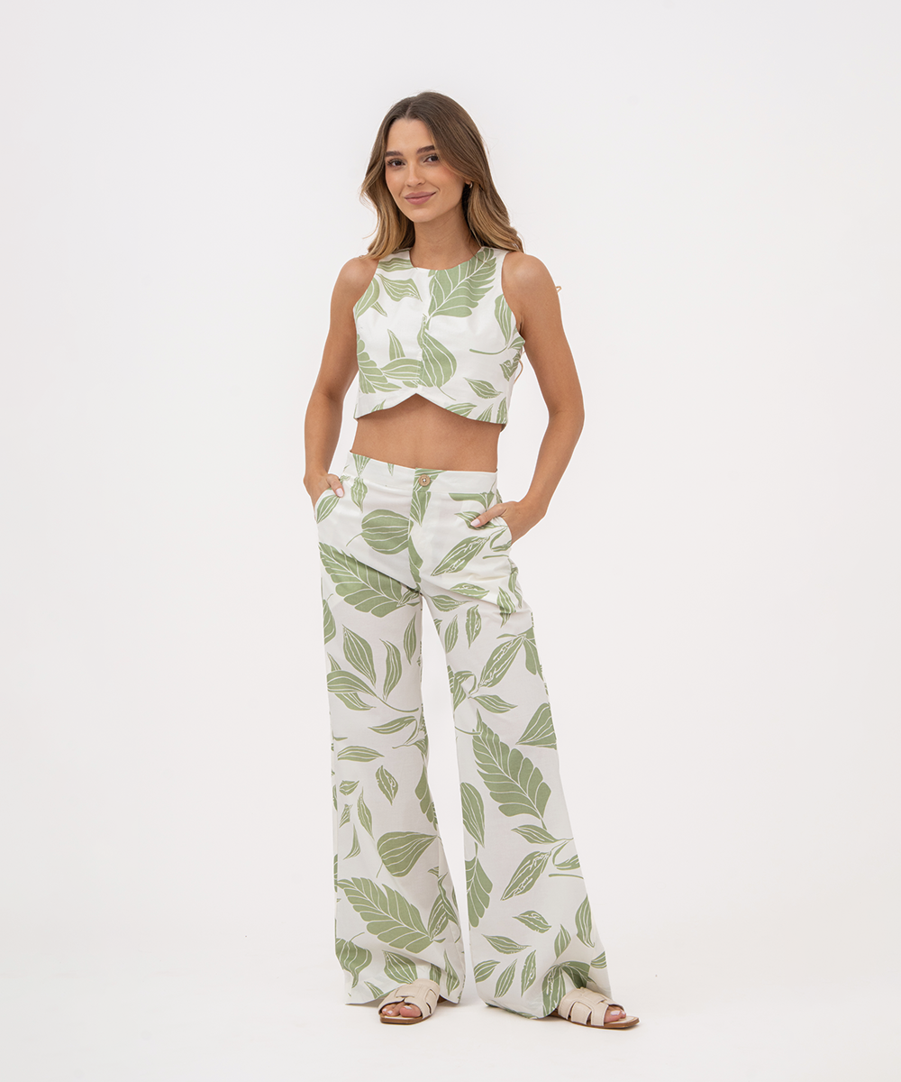 Pantalón con cinturón VERDE