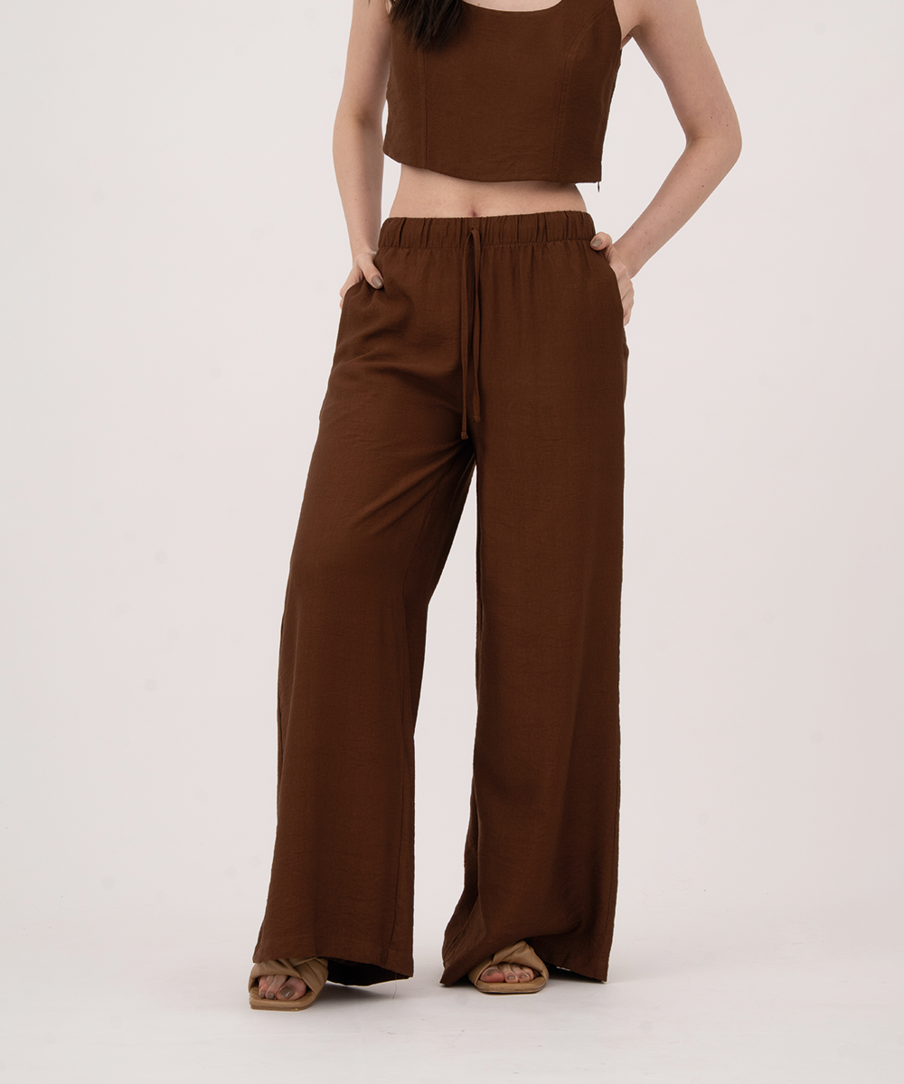 Pantalón resortado CHOCOLATE