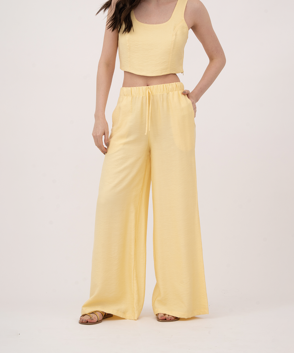 Pantalón resortado AMARILLO PASTEL