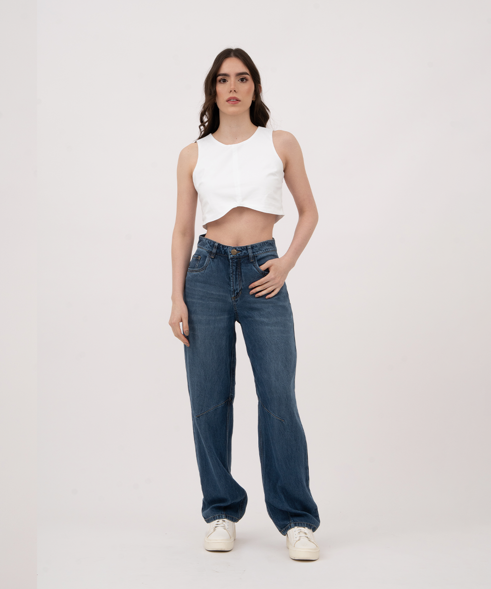 Pantalón hebilla posterior AZUL PROFUNDO