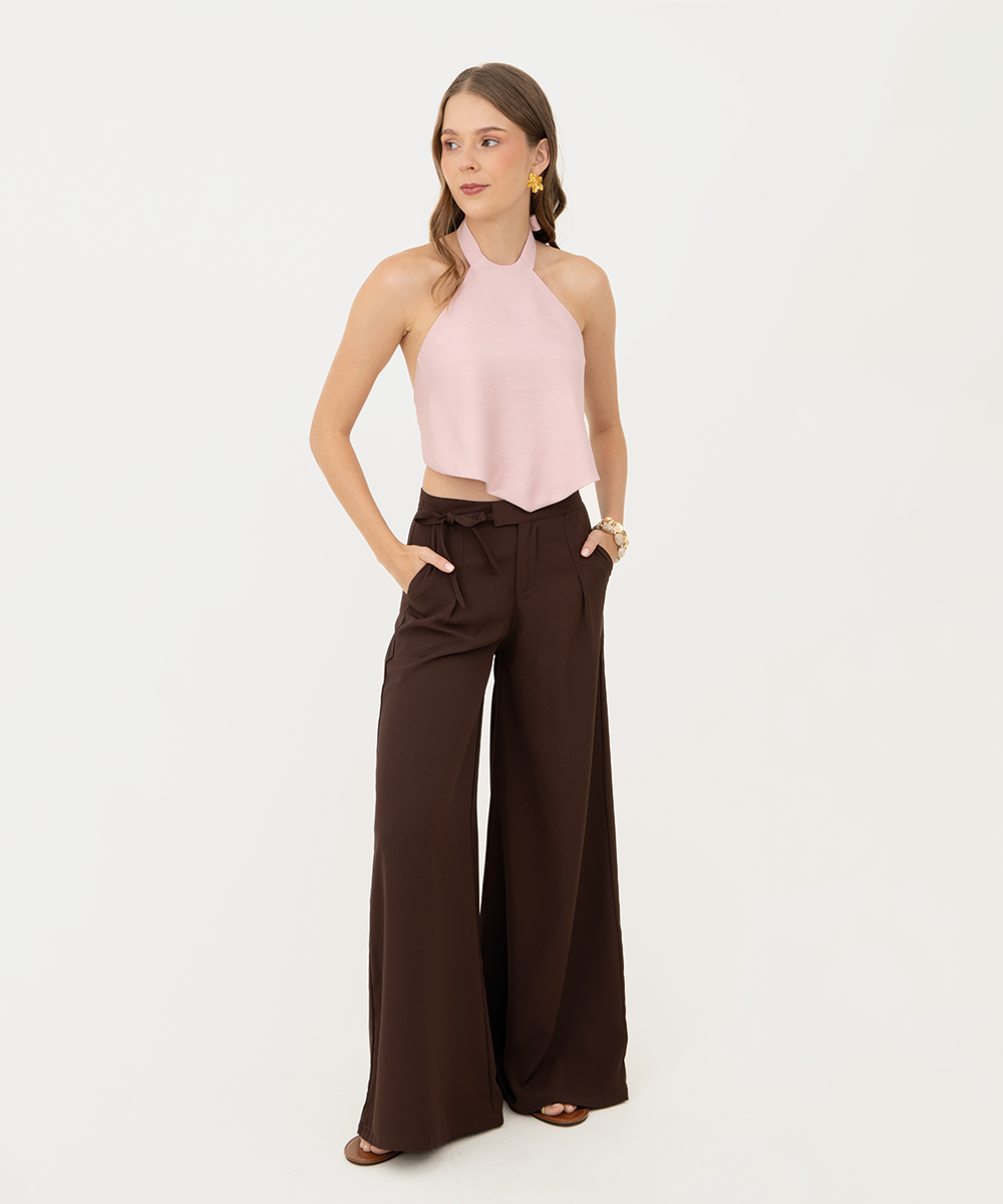 Pantalón fluido tiras Chocolate