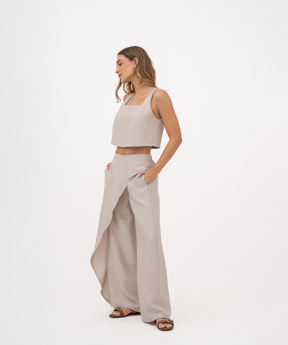 Pantalón diseño asimétrico BEIGE