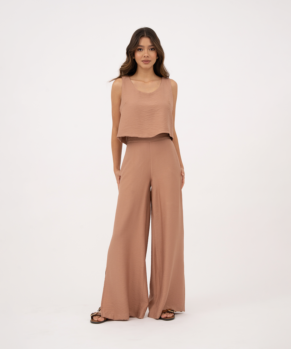 Pantalón pretina con elástico CARAMELO