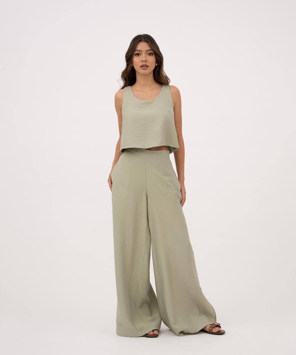 Pantalón pretina con elástico VERDE OLIVA