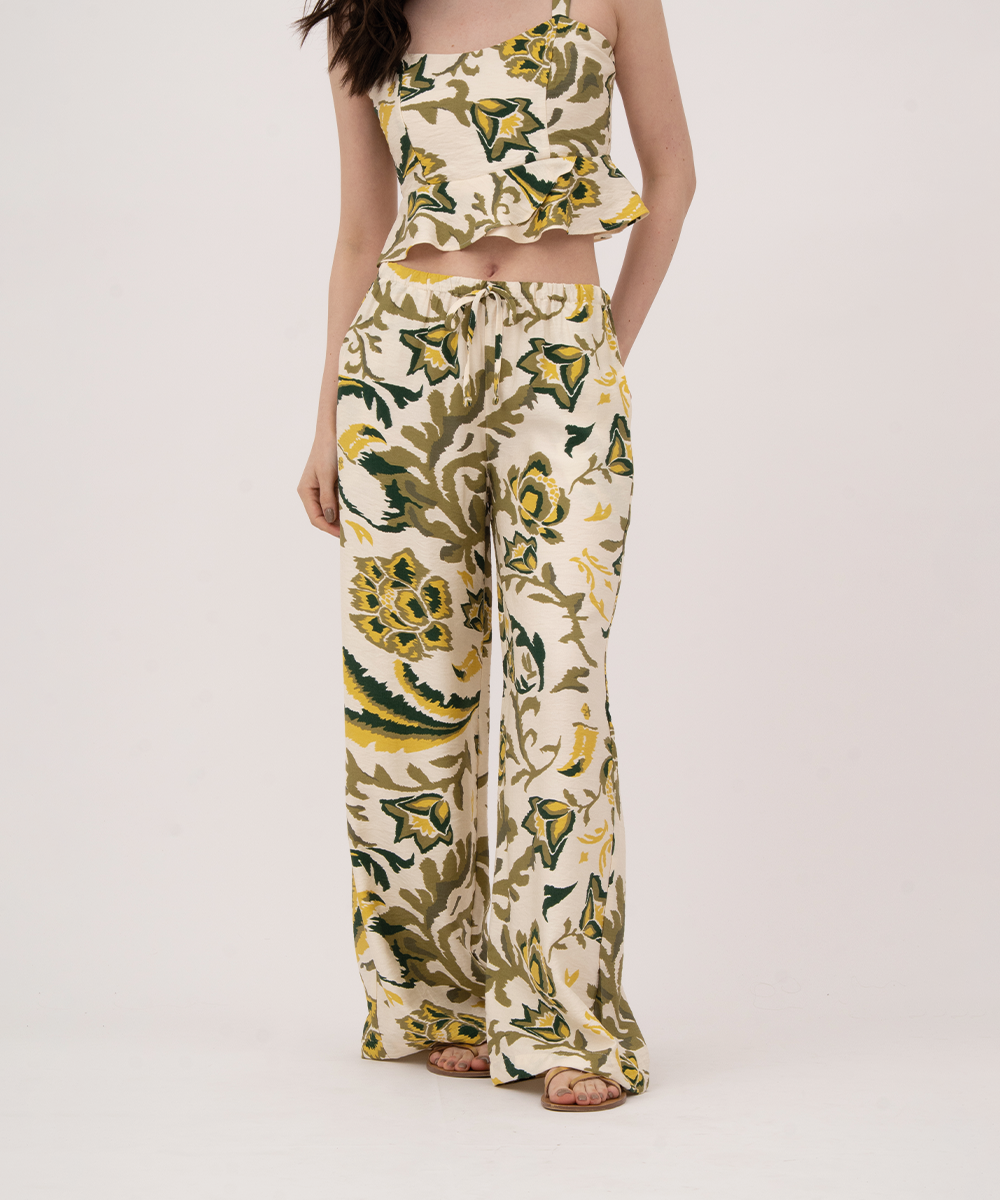 Pantalón resortado VERDE