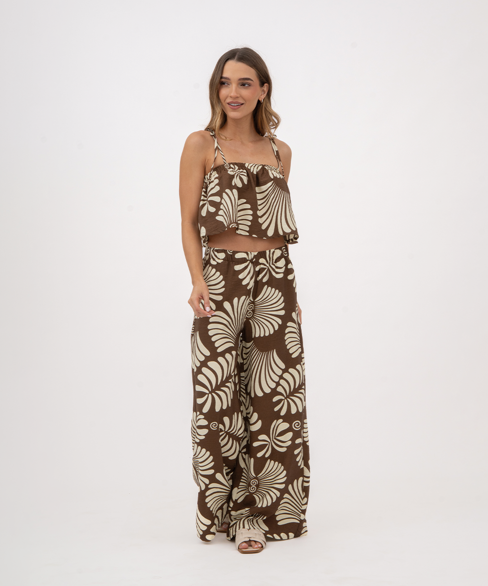 Pantalón resortado CHOCOLATE