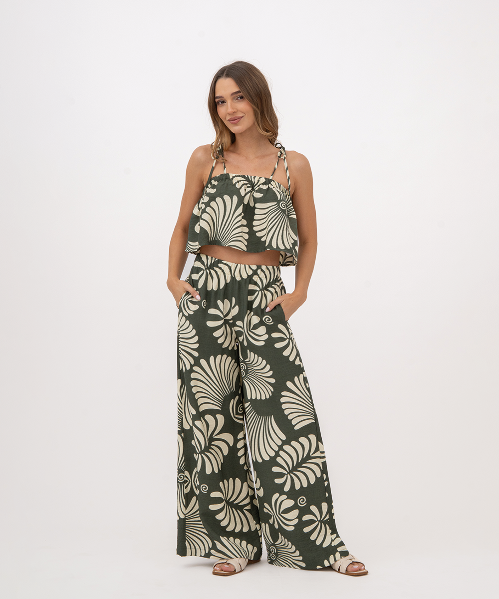 Pantalón resortado VERDE SELVA (MILITAR)