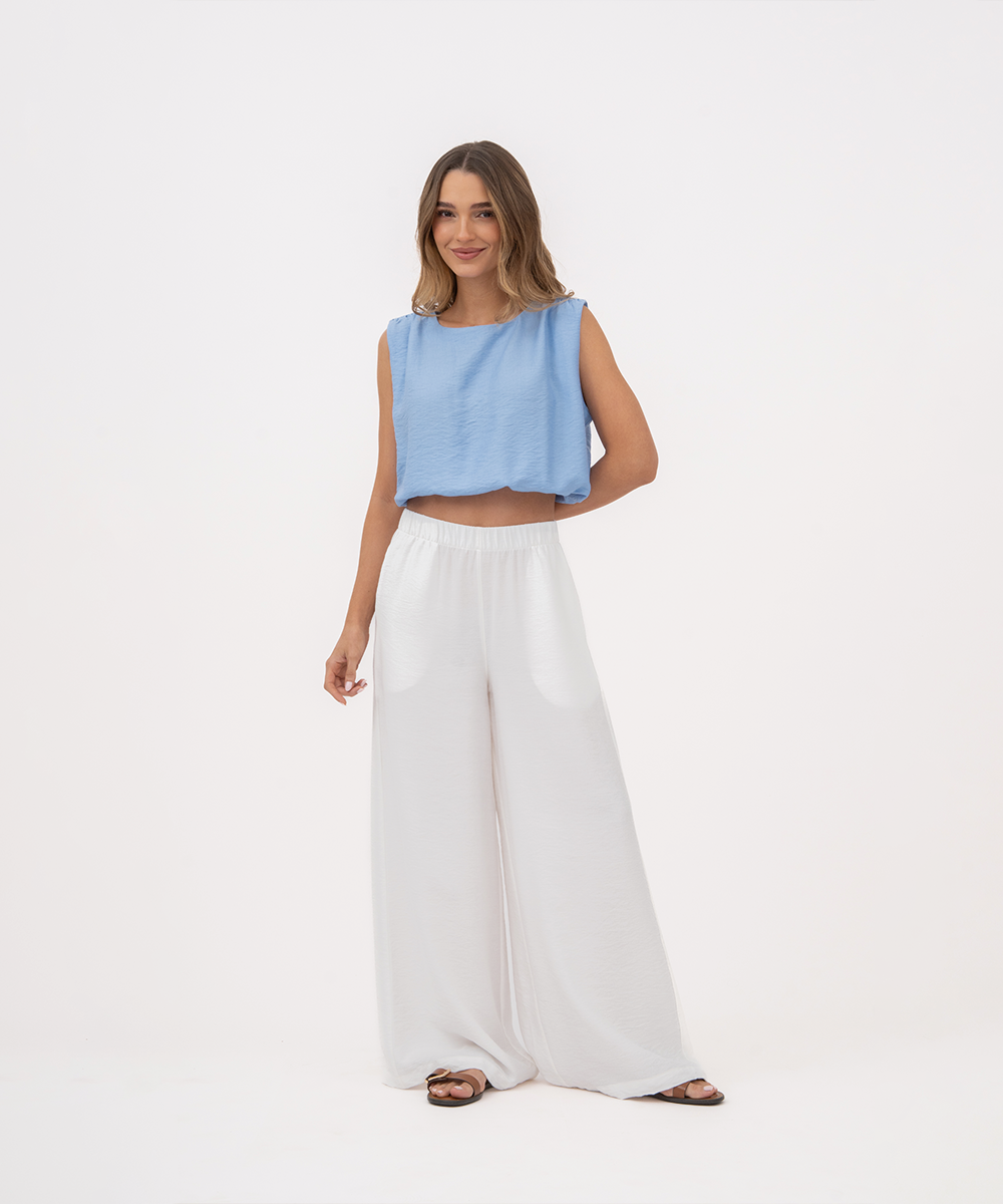 Pantalón resortado BLANCO