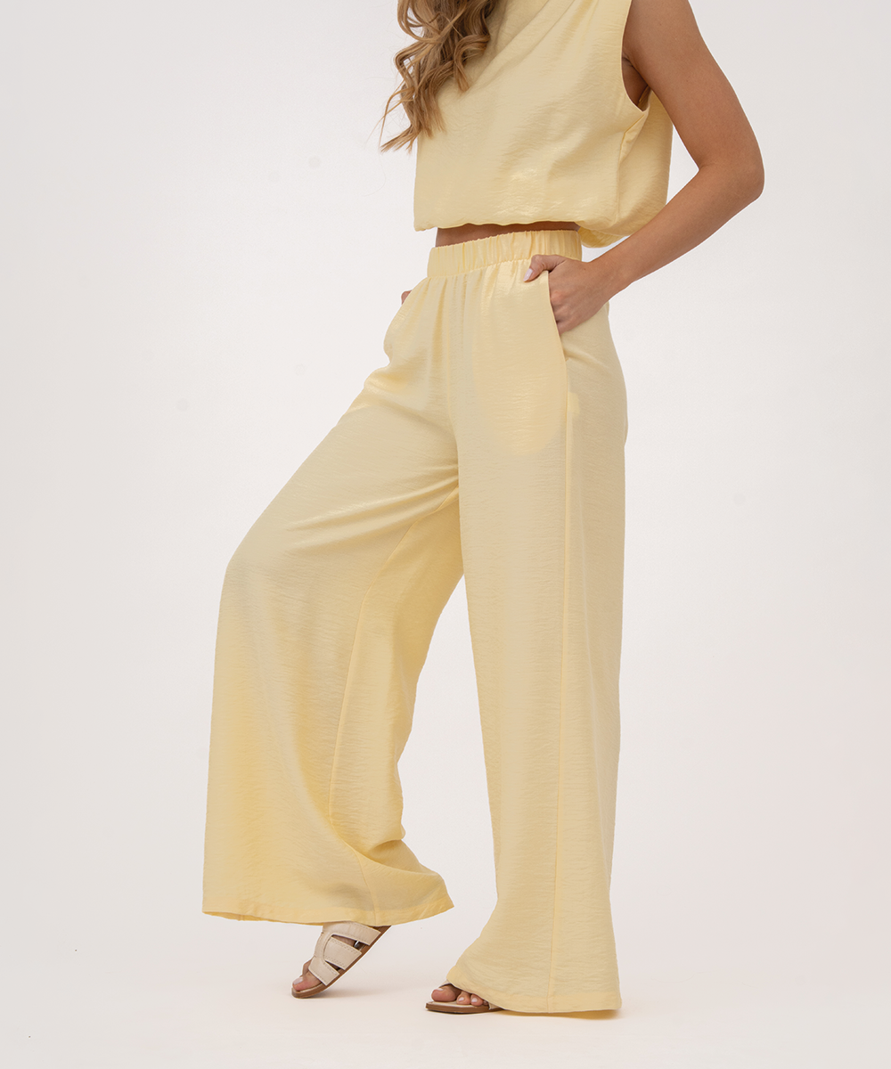 Pantalón resortado AMARILLO PASTEL