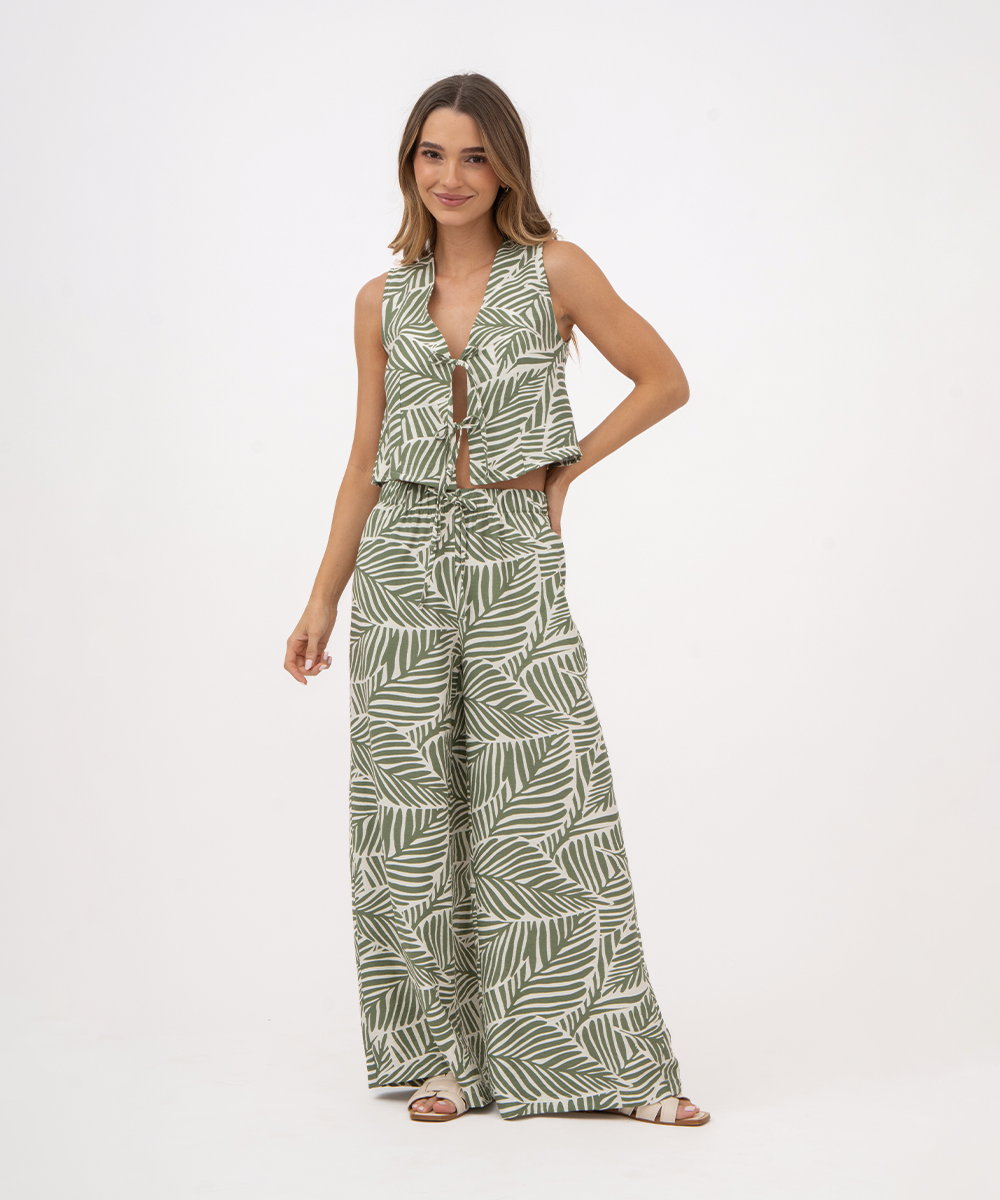 Pantalón resortado VERDE SELVA (MILITAR)