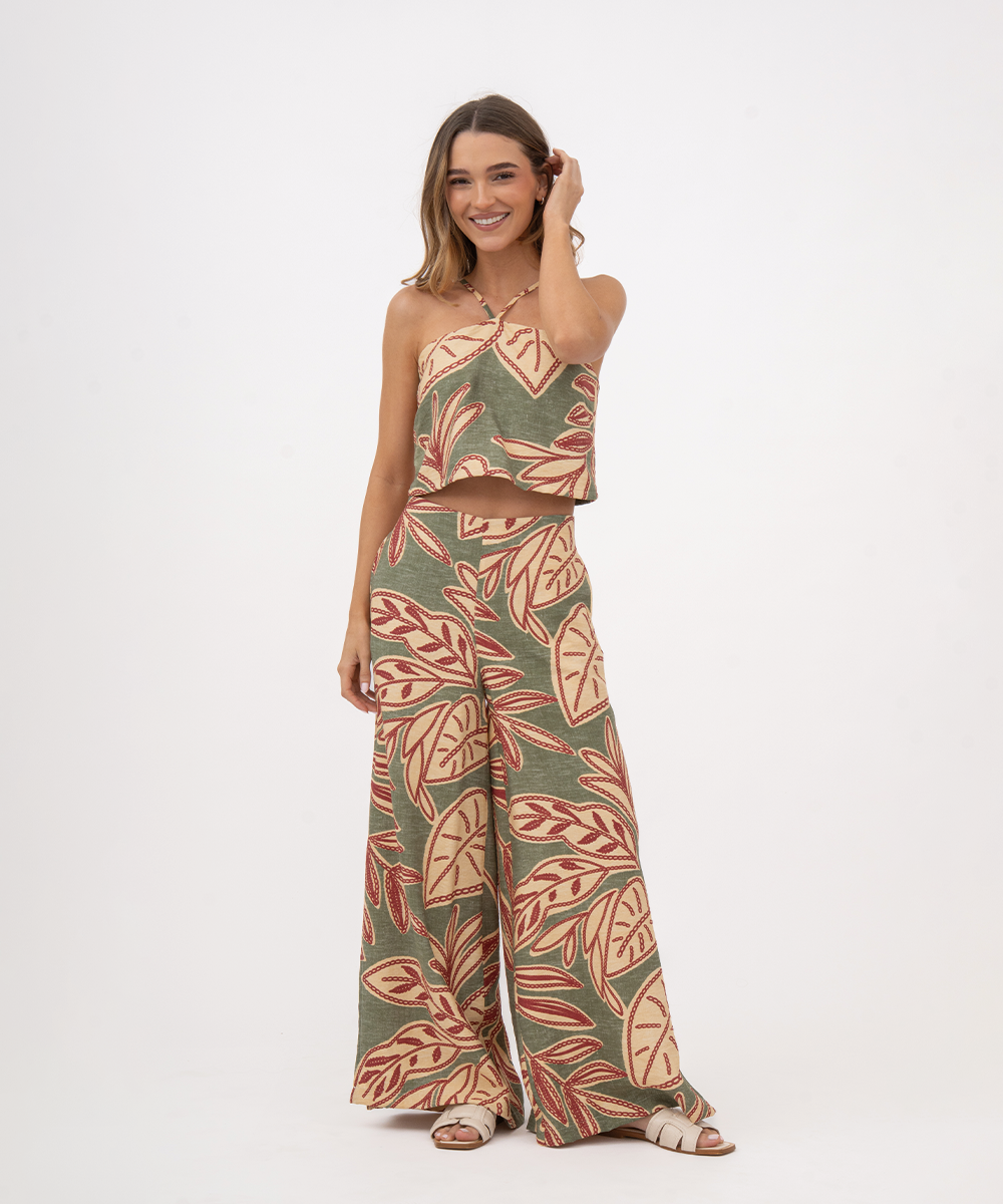 Pantalón con elástico VERDE OLIVA