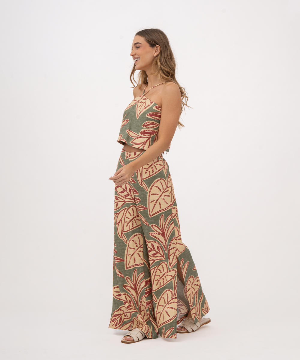 Pantalón con elástico VERDE OLIVA