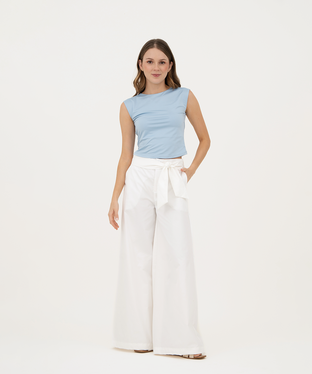 Pantalón con cinturón BLANCO