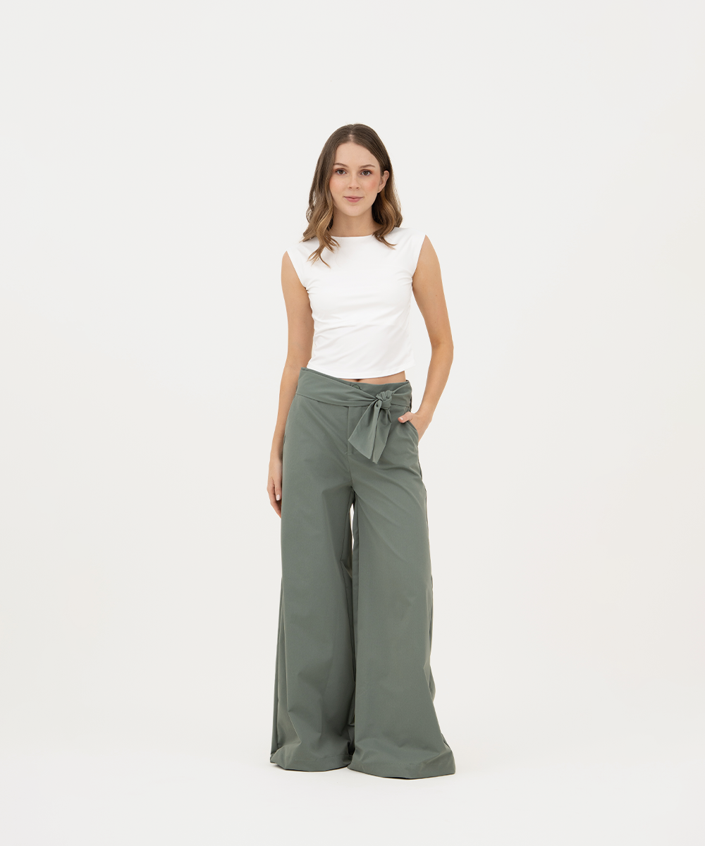 Pantalón con cinturón VERDE SELVA (MILITAR)