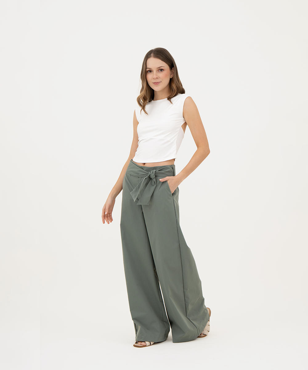 Pantalón con cinturón VERDE SELVA (MILITAR)