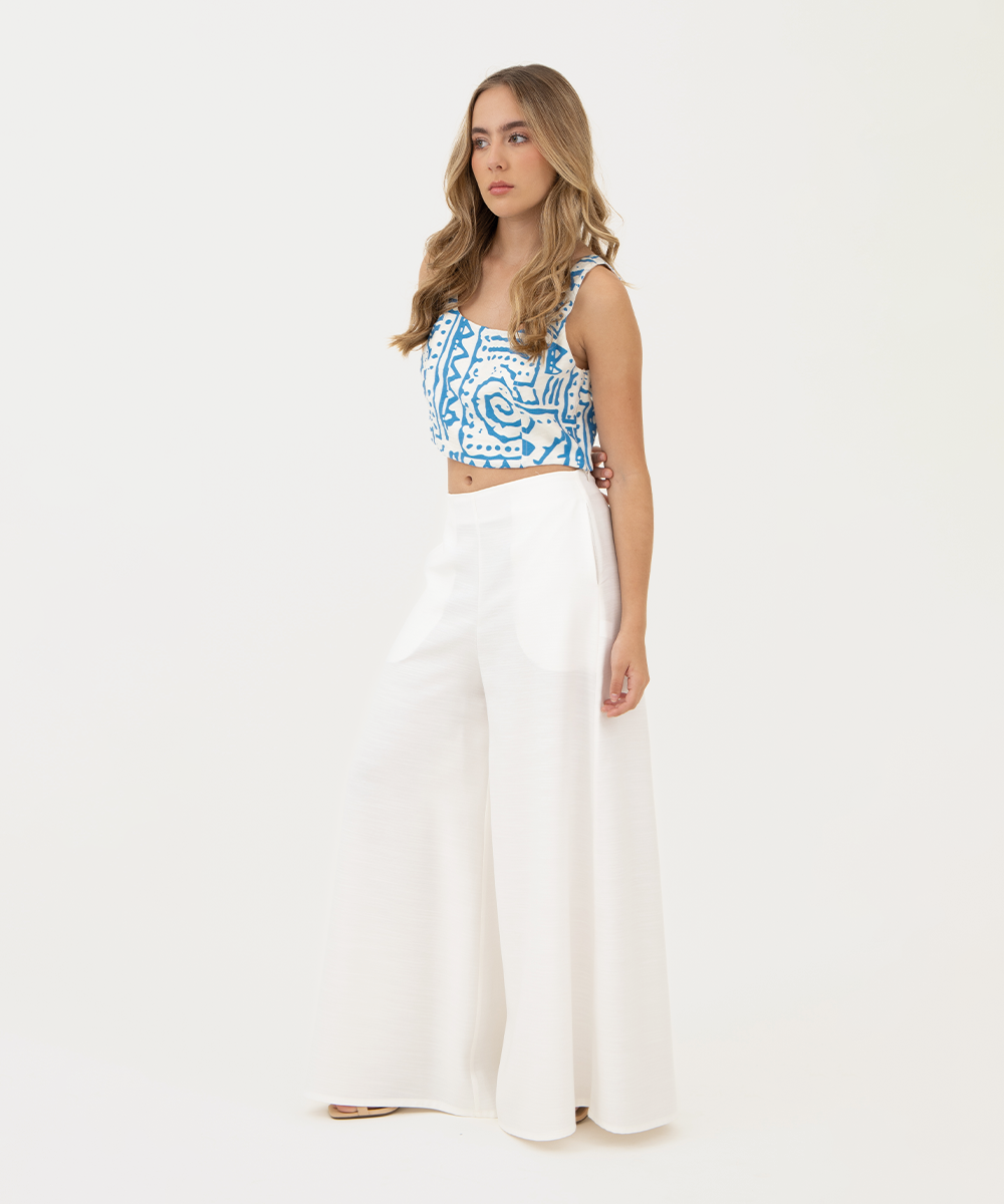 Pantalón Palazzo tiro medio BLANCO