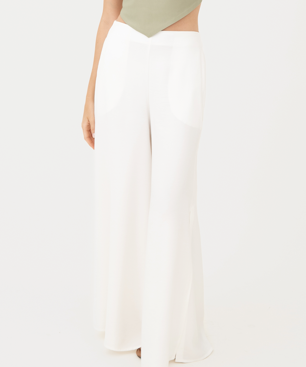 Pantalón palazzo abertura Blanco