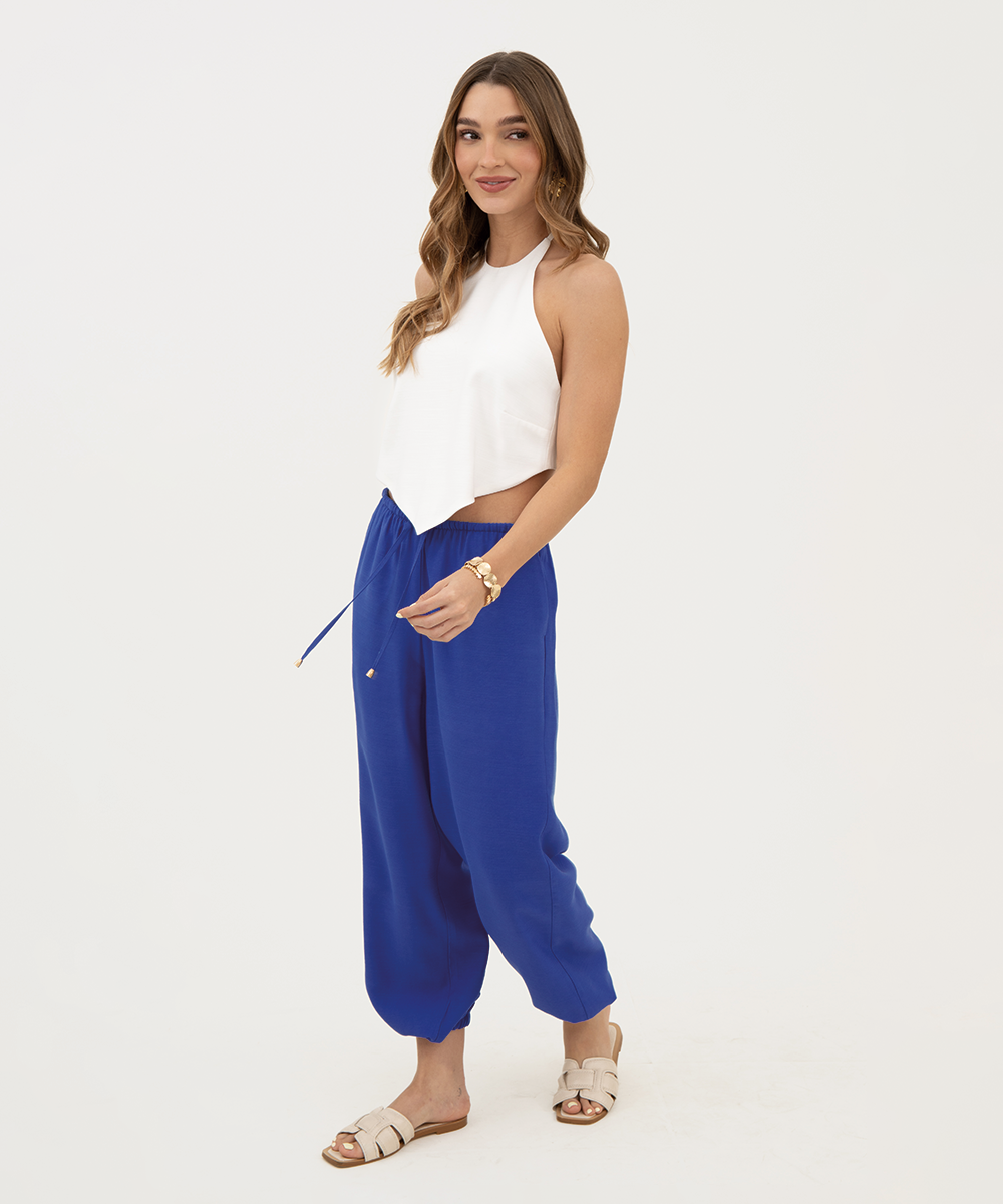 Pantalón resortado Azul