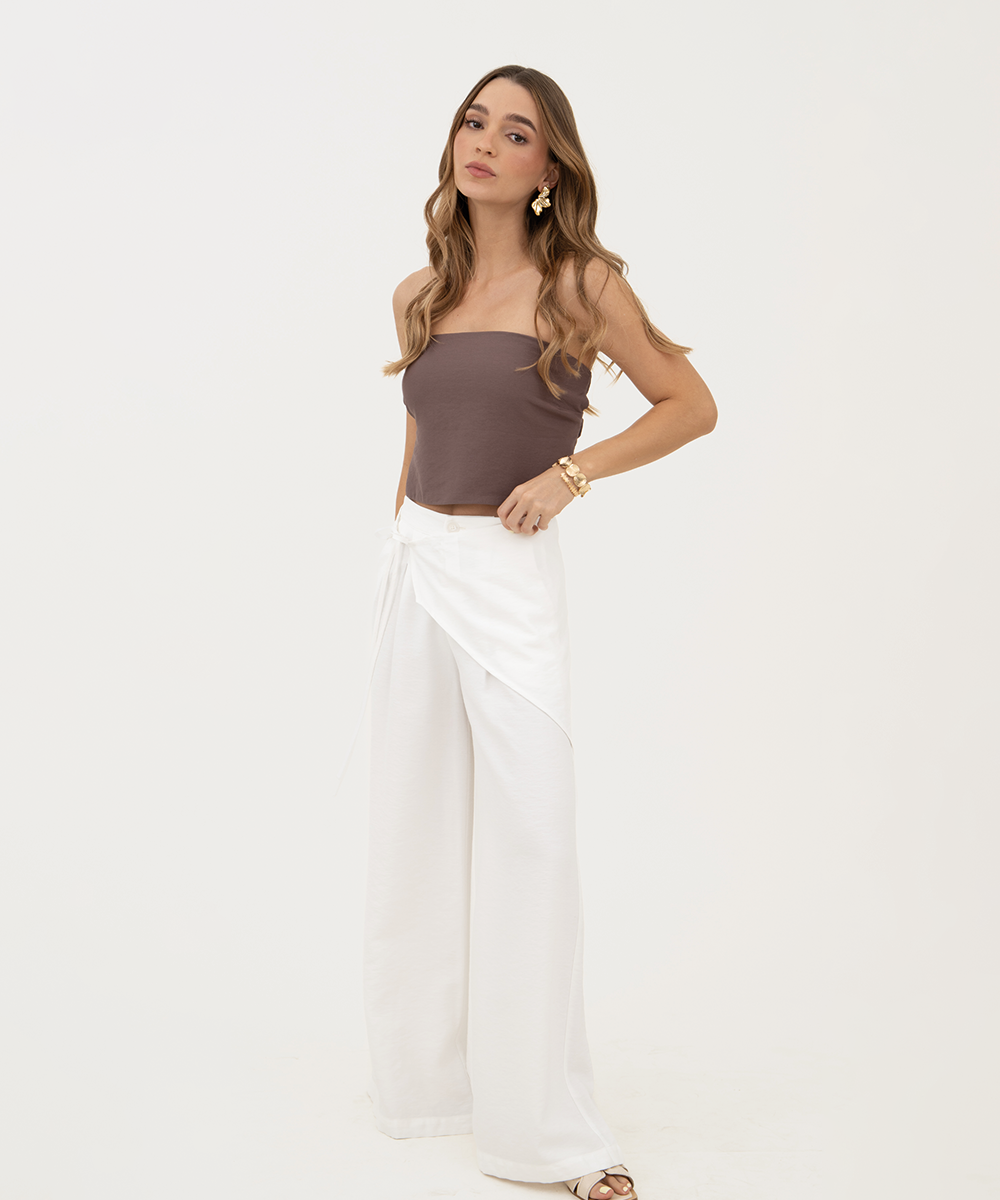 Pantalón con pañoleta Blanco