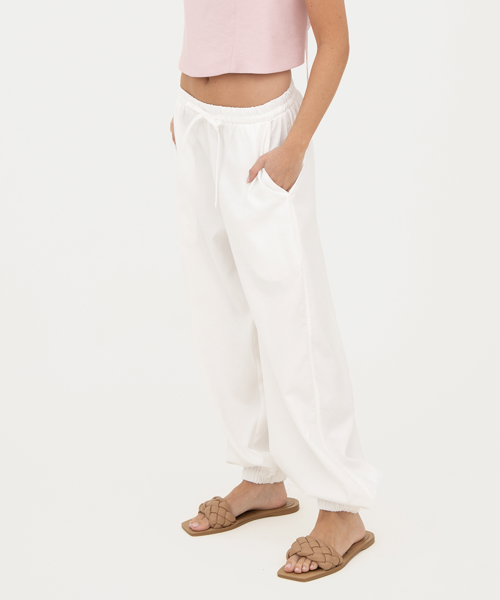 Pantalón resortado Blanco