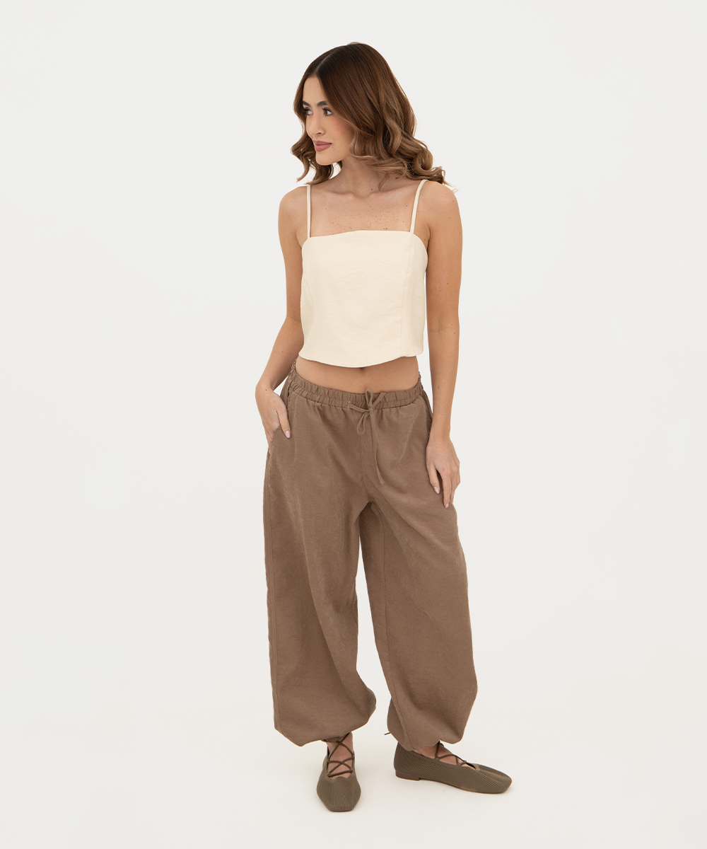 Pantalón resortado Chocolate