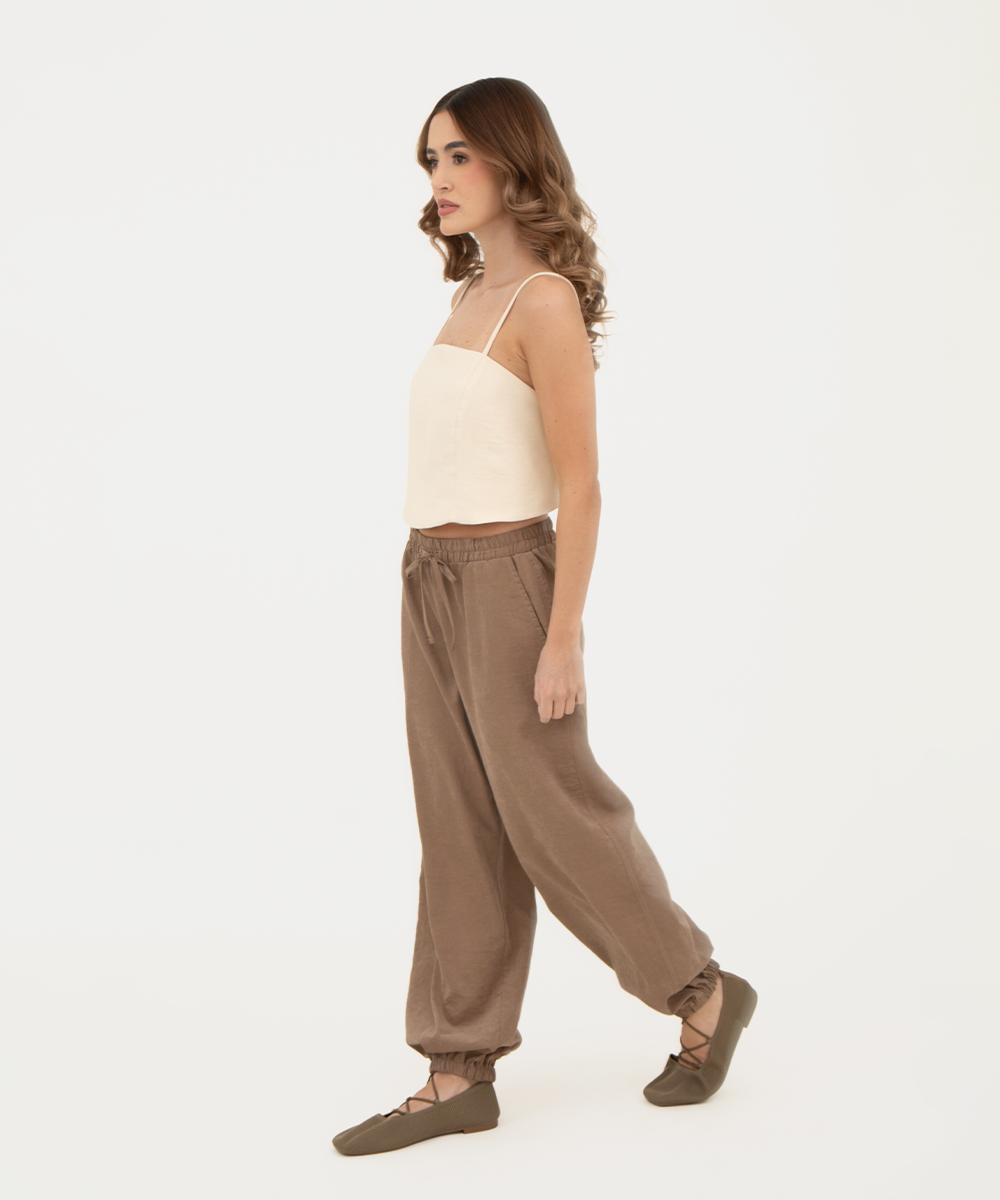 Pantalón resortado Chocolate