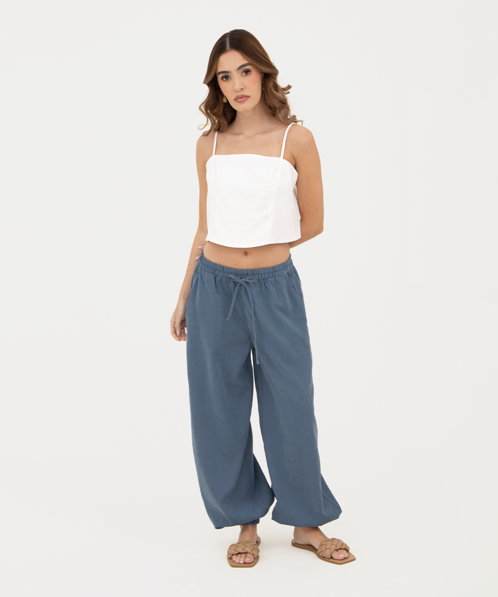 Pantalón resortado Azul Profundo