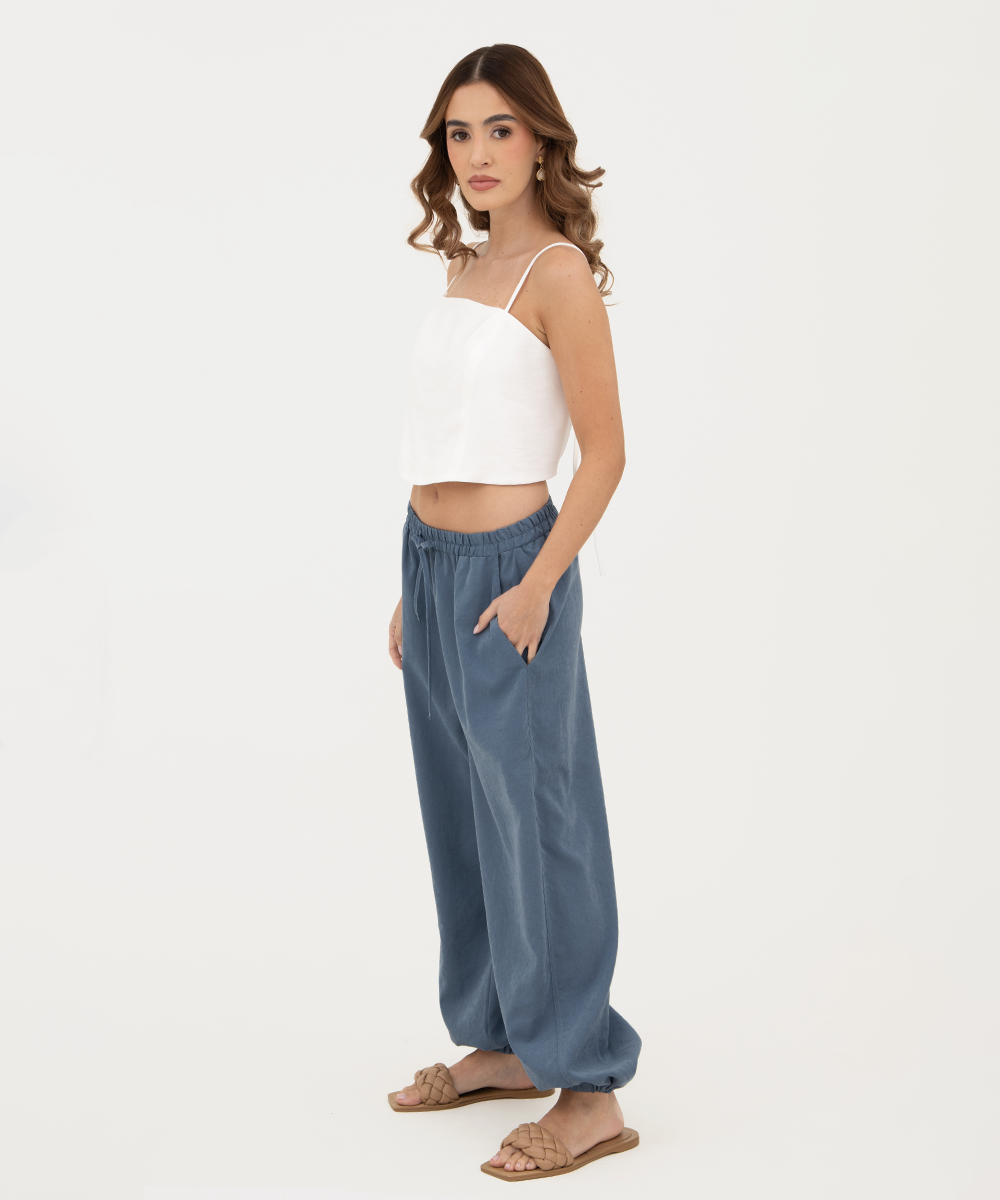 Pantalón resortado Azul Profundo