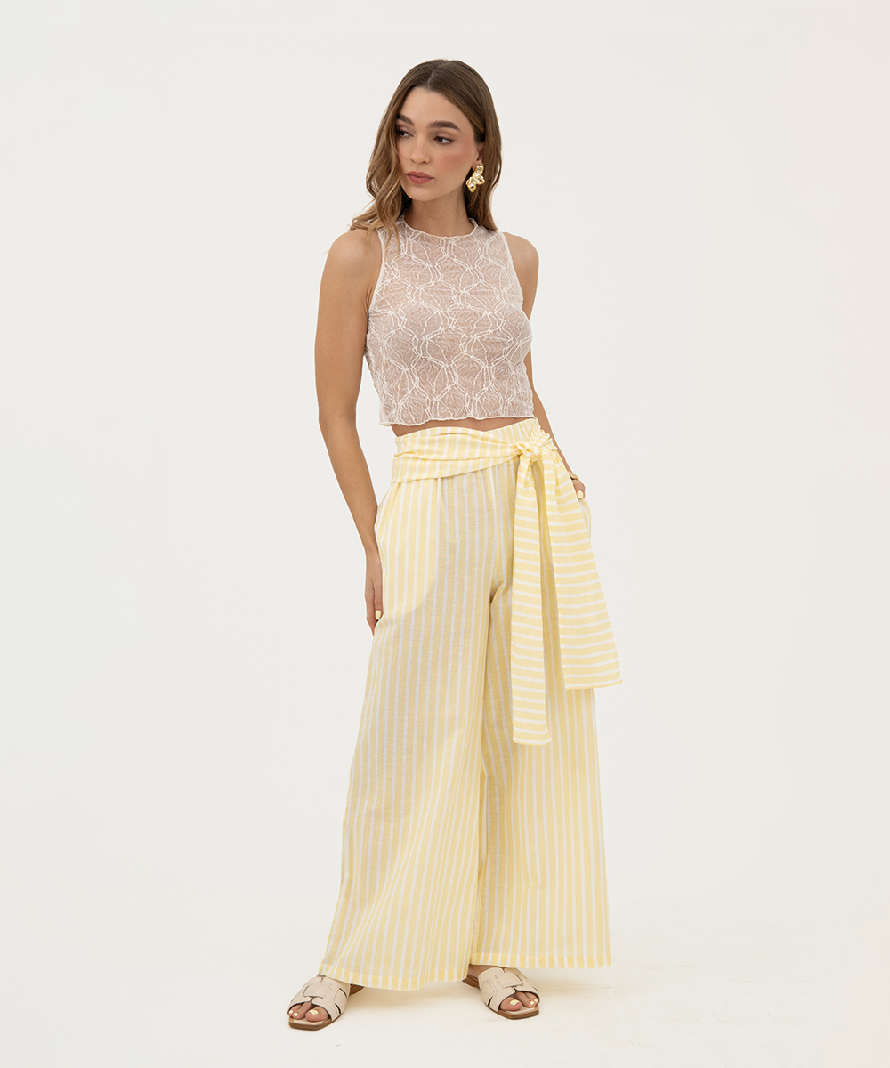 Pantalón ancho Amarillo Pastel