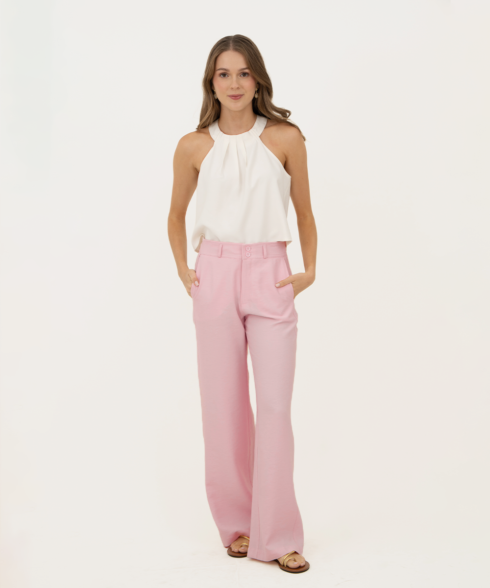 Pantalón bota recta Rosado Pastel