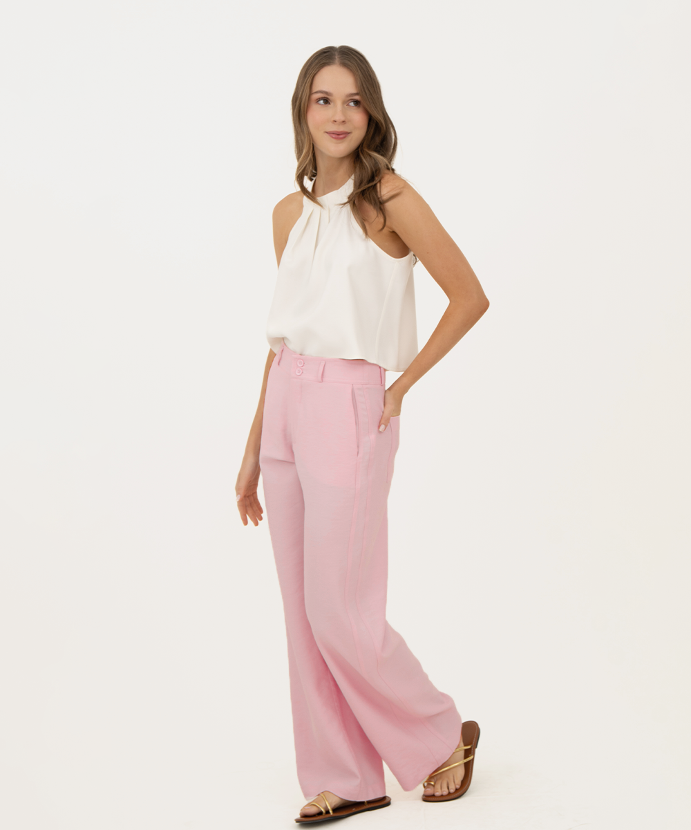 Pantalón bota recta Rosado Pastel