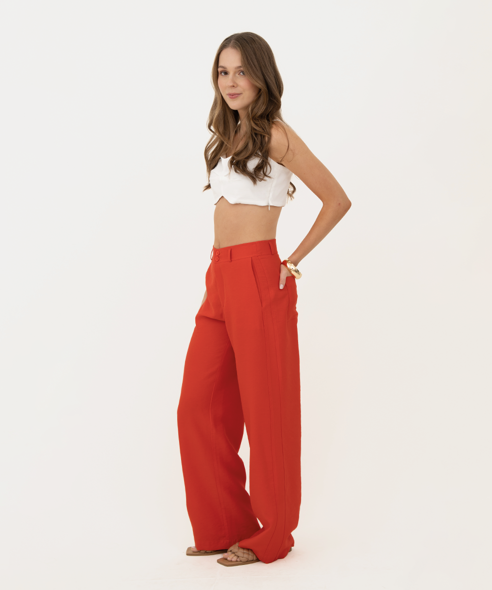 Pantalón bota recta Rojo