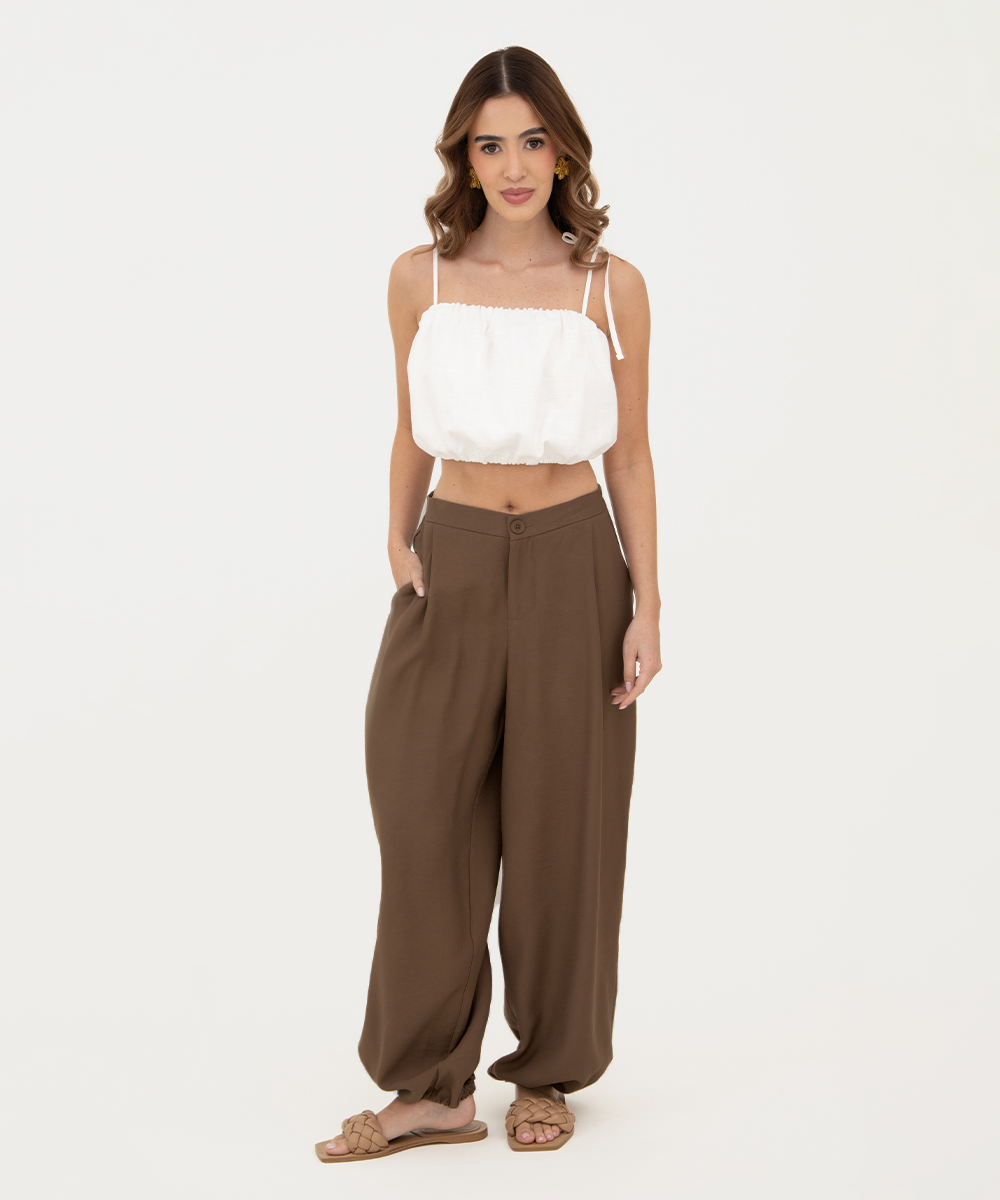 Pantalón resortado Chocolate