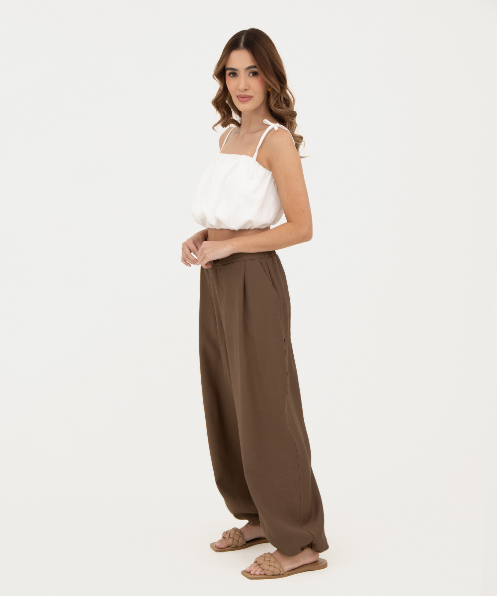 Pantalón resortado Chocolate
