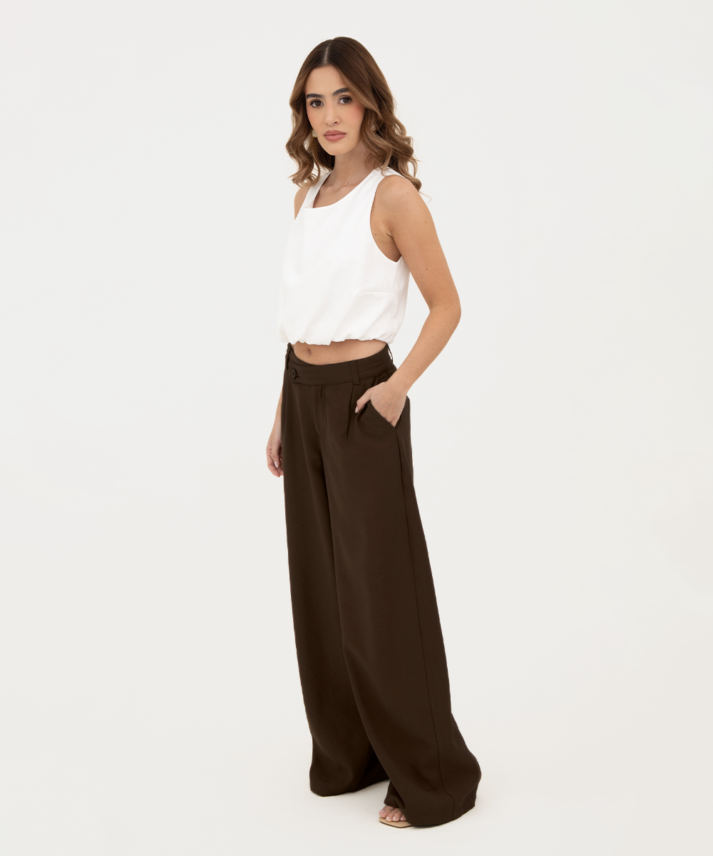 Pantalón pretina cruzada Chocolate