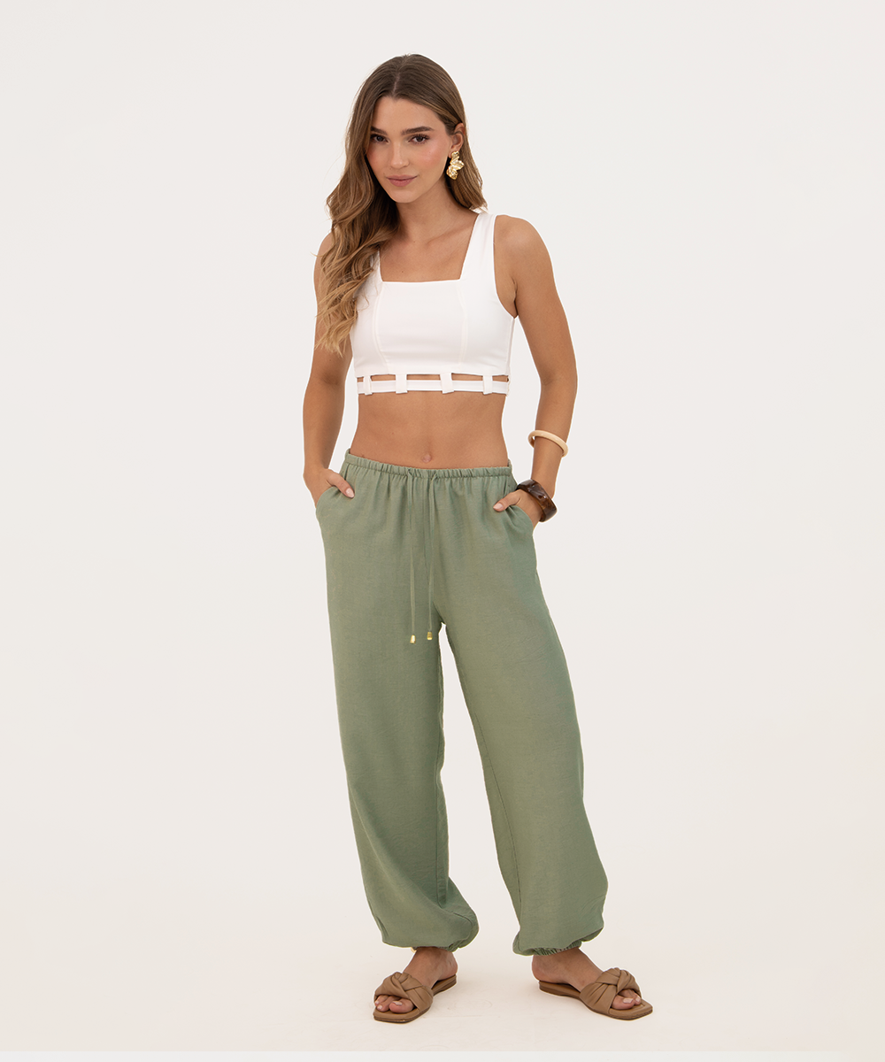 Pantalón resortado Verde Selva (Militar)