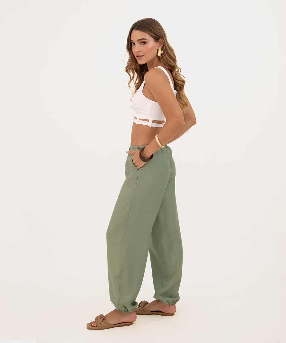 Pantalón resortado Verde Selva (Militar)