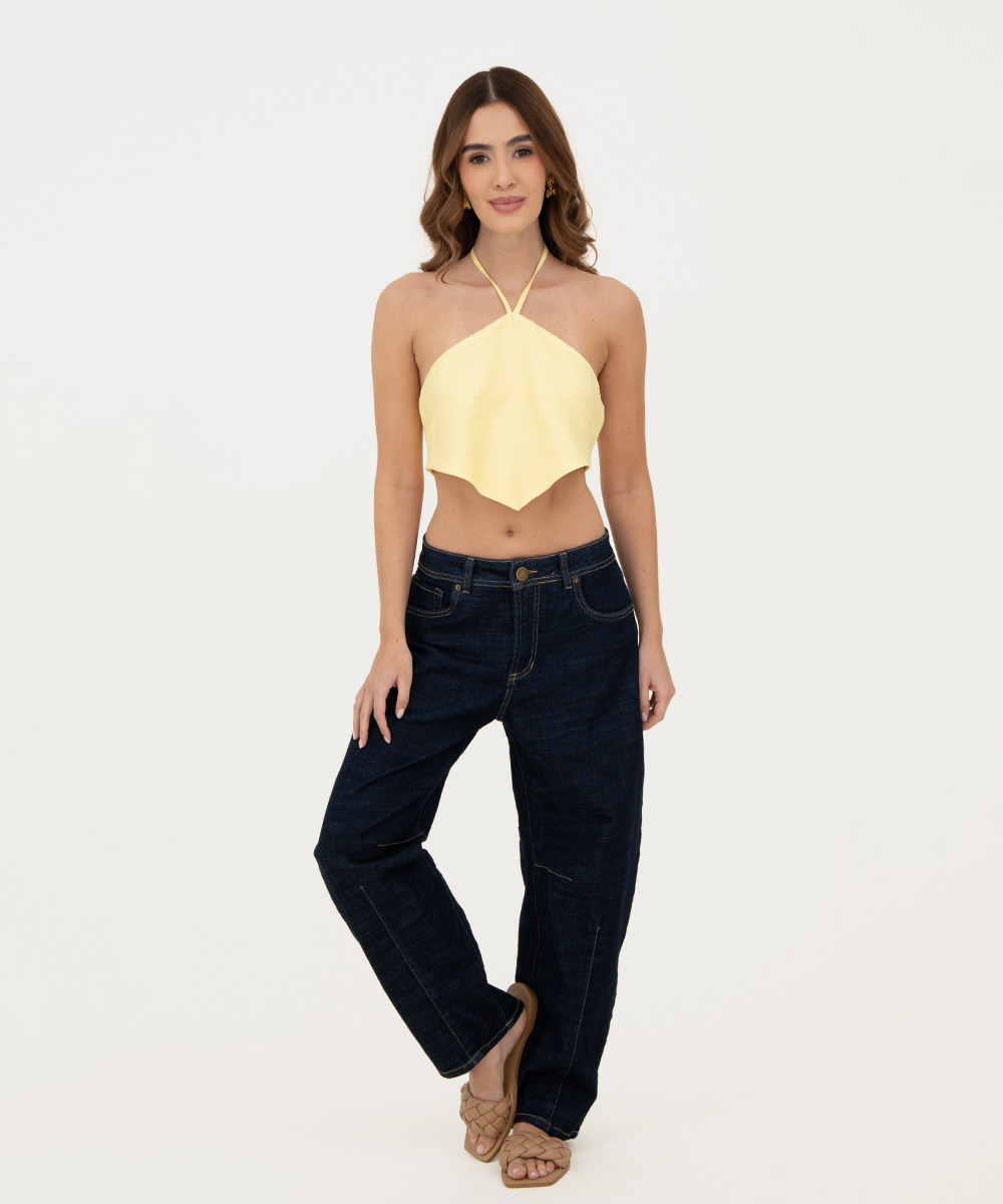 Jean fit barrel Azul Profundo