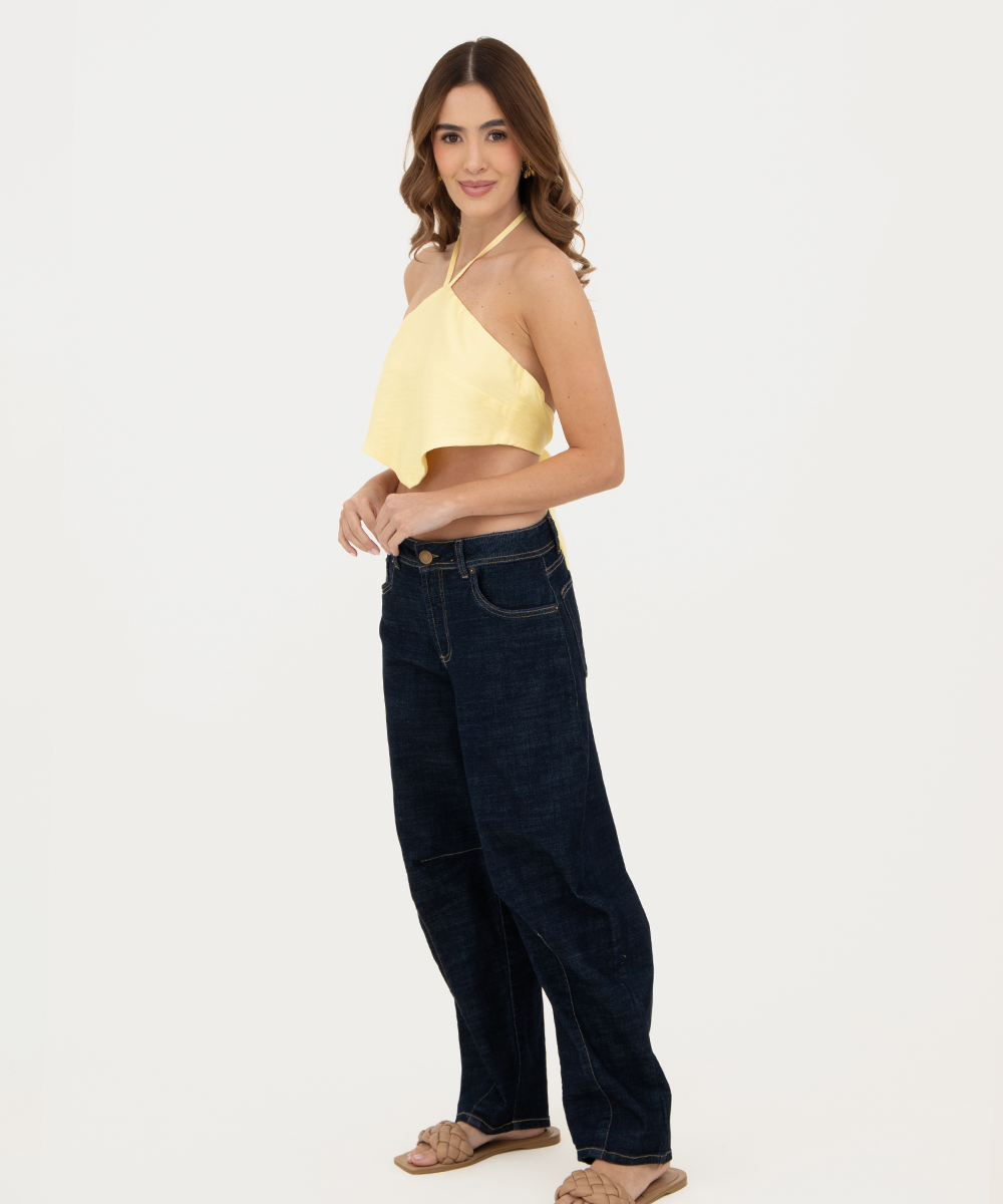 Jean fit barrel Azul Profundo