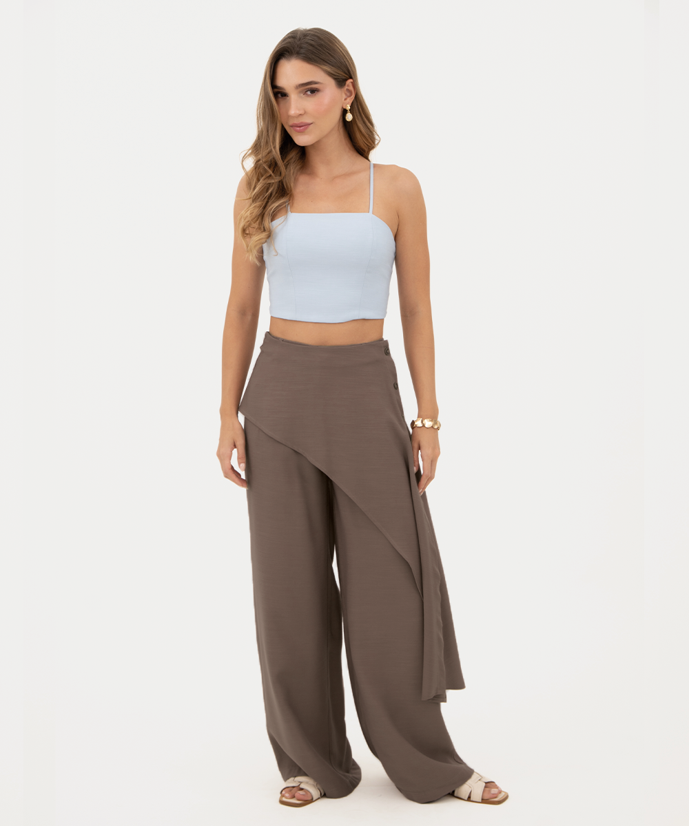 Pantalón con pareo asimétrico Chocolate