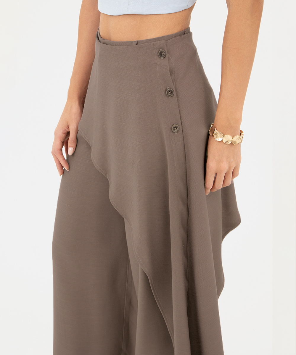 Pantalón con pareo asimétrico Chocolate