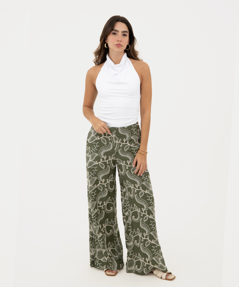 Pantalón con elástico Verde Selva (Militar)