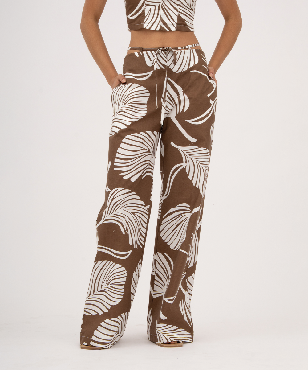 Pantalón con cinturón CHOCOLATE