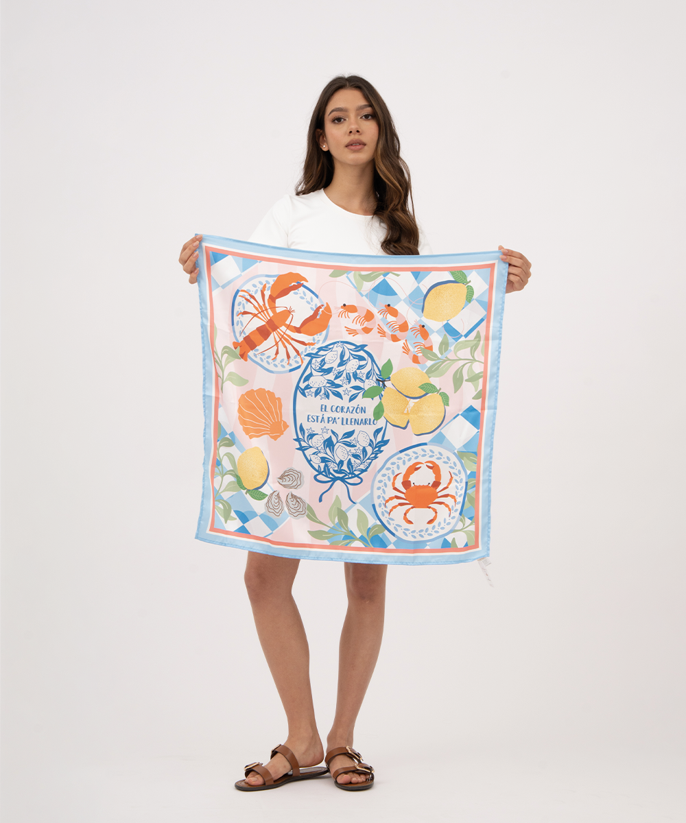 Pañuelo estampado Bahía Serena AZUL CIELO