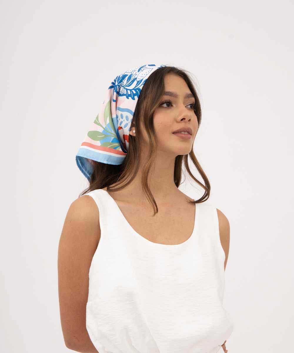 Pañuelo estampado Bahía Serena AZUL CIELO