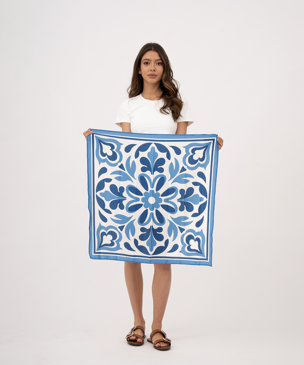 Pañuelo estampado Bahía Serena AZUL RADIANTE